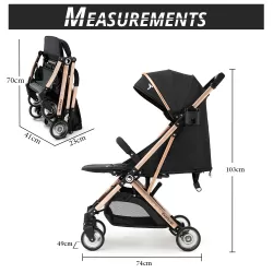 Teknum Explorer Travel Stroller with Diaper Bag & Stroller Hooks - Black