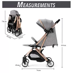 Teknum Explorer Travel Stroller with Diaper Bag & Stroller Hooks - Grey