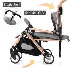 Teknum Explorer Travel Stroller with Diaper Bag & Stroller Hooks - Grey