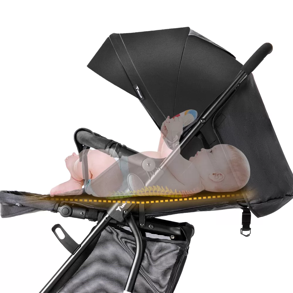 Teknum Stroller With Rocker with Pink Fashion Diaper tote Bag- Black