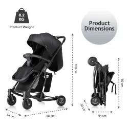 Teknum Stroller With Rocker with Orange Styler Fashion Diaper Bag- Black