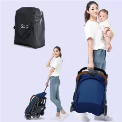 Teknum Travel Lite Stroller - Navy Blue with Sunveno Diaper bag and hooks