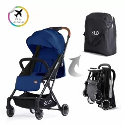 Teknum Travel Lite Stroller - Navy Blue with Sunveno Diaper bag and hooks