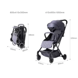 Teknum Grey Travel Lite Stroller + Sunveno Diaper Bag Black with Hooks