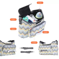 Travel Lite Stroller - SLD by Teknum - Dark Grey + Sunveno Baby Stroller Organizer/Bag - Yellow wave