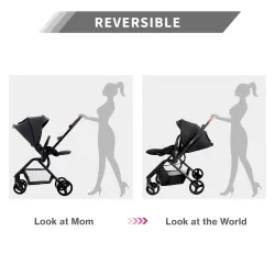 Teknum STROLL-1 Travel System w/Reversible Stroller and Compacto Baby Car Seat-Black