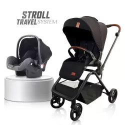 Teknum STROLL-1 Travel System w/Reversible Stroller and Compacto Baby Car Seat-Black