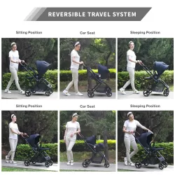 Teknum STROLL-1 Travel System w/Reversible Stroller and Compacto Baby Car Seat-Black