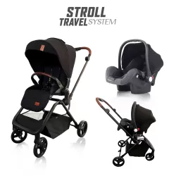 Teknum STROLL-1 Travel System w/Reversible Stroller and Compacto Baby Car Seat-Black