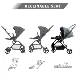 Teknum STROLL-1 Travel System w/Reversible Stroller and Compacto Baby Car Seat-Grey