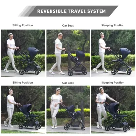 Teknum STROLL-1 Travel System w/Reversible Stroller and Compacto Baby Car Seat-Grey