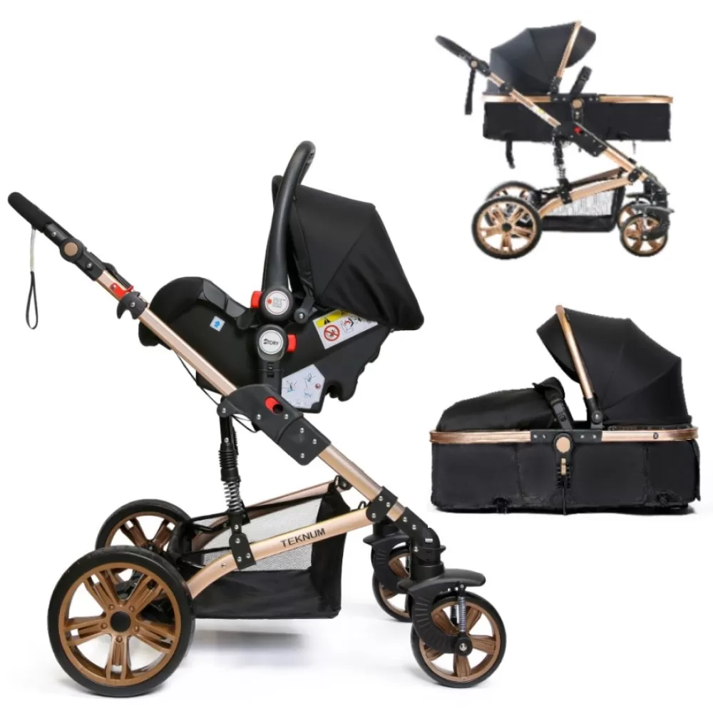 Teknum 3 in 1 Pram Stroller Story-Black + Infant Car Seat