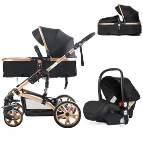 Teknum 3 in 1 Pram Stroller Story-Black + Infant Car Seat