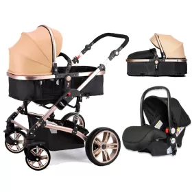 Teknum 3 in 1 Pram stroller - Khaki + Infant Car Seat