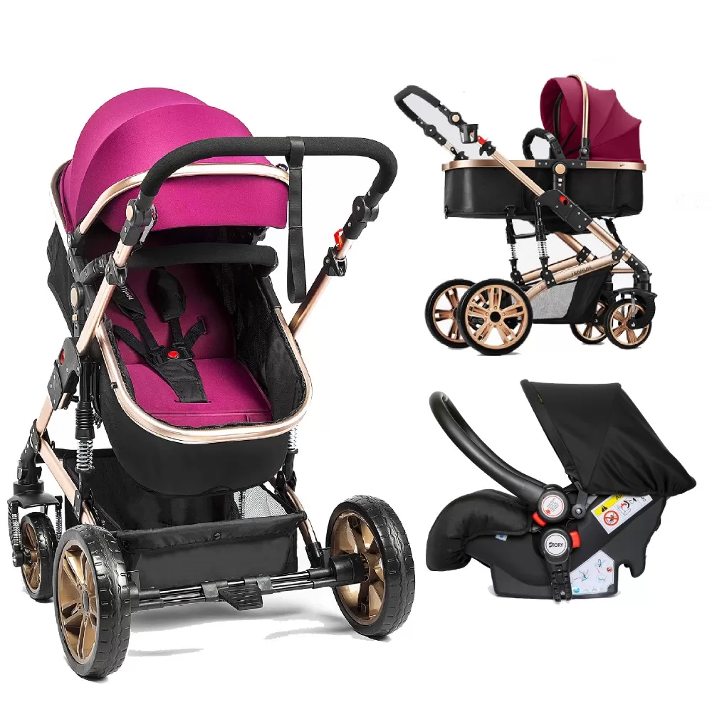 Teknum 3 in 1 Pram Stroller Story-Wine + Infant Car Seat