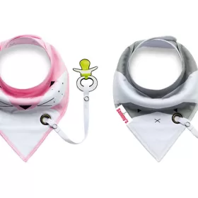 Eazy Kids Bandana Drool Bibs Set of 2 – Pink Grey