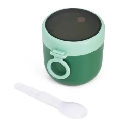 Eazy Kids Steel Lunch Box with Folding Spoon- Green