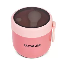 Eazy Kids Steel Lunch Box with Folding Spoon- Pink