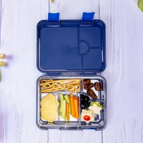 Eazy Kids 6 & 4 Convertible Bento Lunch Box with Sandwich Cutter Set - Space Expedition Blue