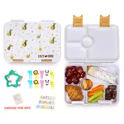 Eazy Kids 6 & 4 Convertible Bento Lunch Box wt Sandwich Cutter Set-Avocado