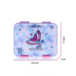 Eazy Kids 6 & 4 Convertible Bento Lunch Box with Sandwich Cutter Set - Mermaid Purple