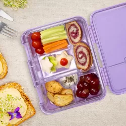 Eazy Kids 6 & 4 Convertible Bento Lunch Box with Sandwich Cutter Set - Mermaid Purple