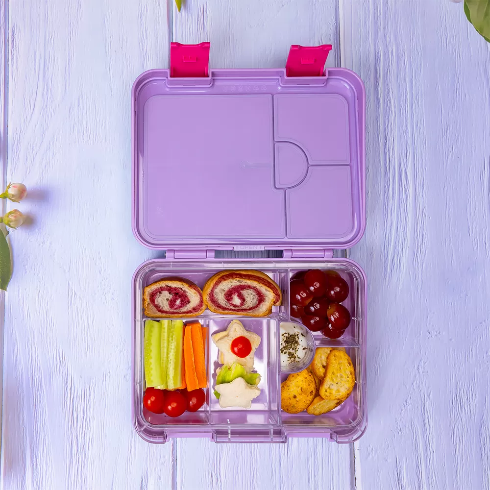 Eazy Kids 6 &amp; 4 Convertible Bento Lunch Box with Sandwich Cutter Set - Mermaid Purple