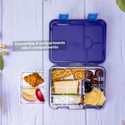 Eazy Kids 6 & 4 Convertible Bento Lunch Box with Sandwich Cutter Set - Outer Space Blue