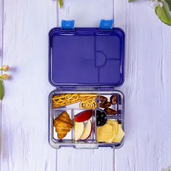 Eazy Kids 6 & 4 Convertible Bento Lunch Box with Sandwich Cutter Set - Outer Space Blue