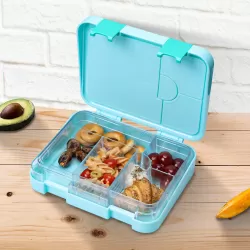 Eazy Kids 6 & 4 Convertible Bento Lunch Box wt Sandwich Cutter Set-Unicorn Green