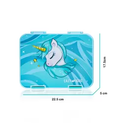 Eazy Kids 6 & 4 Convertible Bento Lunch Box wt Sandwich Cutter Set-Unicorn Green