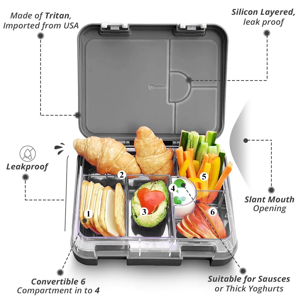 Eazy Kids 6 &amp; 4 Convertible Bento Lunch Box - Love Dubai