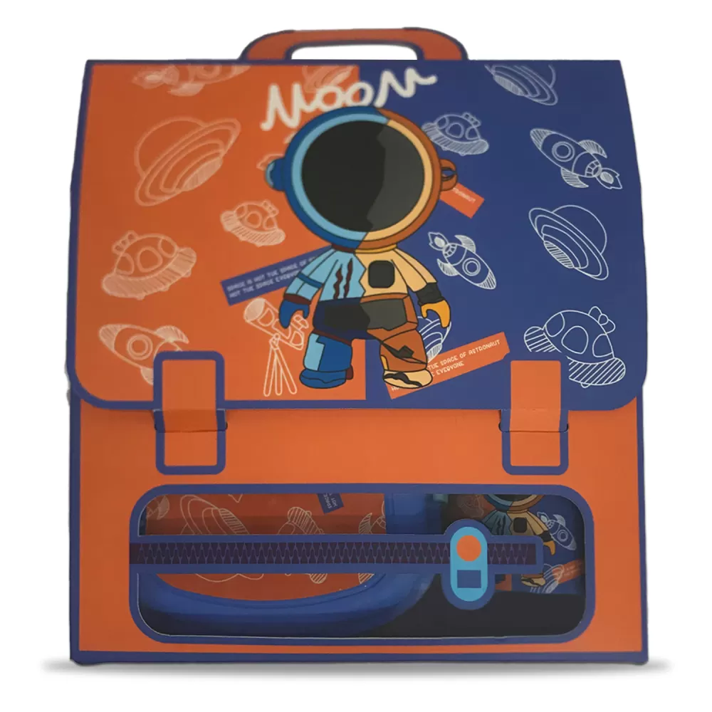 Eazy Kids - Set of 2 - Lunch Box &amp; Water Bottle - Astronaut Blue