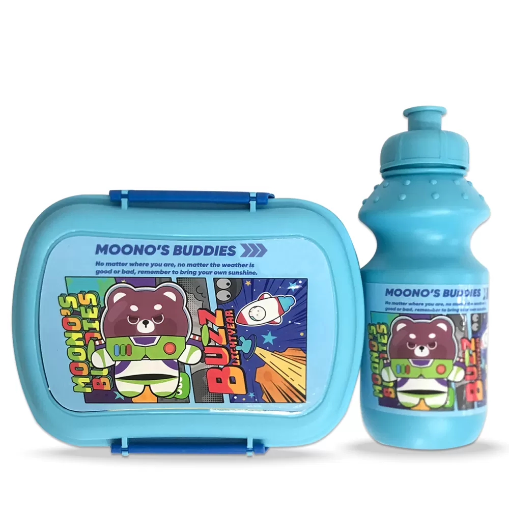 Eazy Kids - Set of 2 - Lunch Box &amp; Water Bottle - Buddies Blue