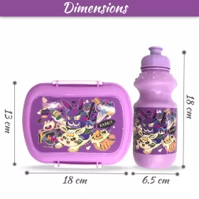 Eazy Kids - Set of 2 - Lunch Box & Water Bottle - Rabbit Purple