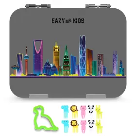 Eazy Kids 4 Convertible Bento Lunch Box - Love Saudi Grey