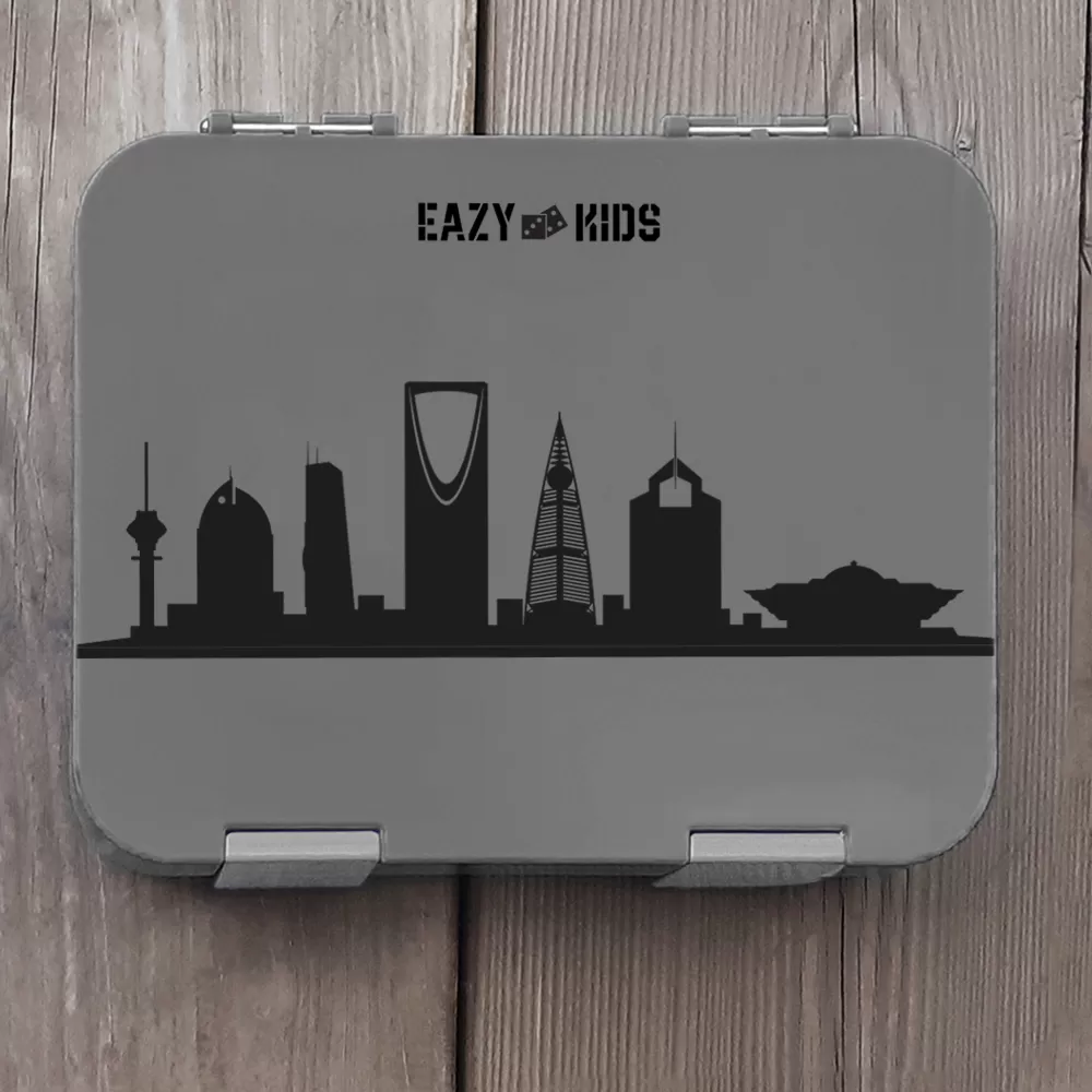 Eazy Kids 4 Convertible Bento Lunch Box - Skyline Saudi Grey