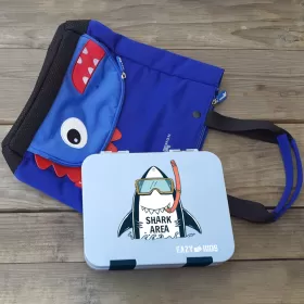 Eazy Kids 4 Compartment Bento Lunch Box - Shark Blue