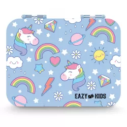 Eazy Kids 4 Compartment Bento Lunch Box - Unicorn Blue