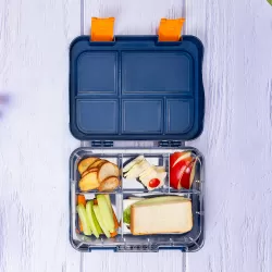 Eazy Kids 5 & 4 Convertible Bento Lunch Box wt Sandwich Cutter Set-Expedition Space