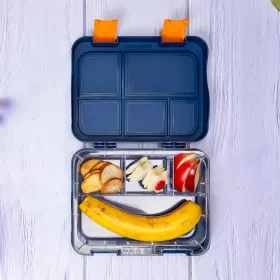 Eazy Kids 5 & 4 Convertible Bento Lunch Box wt Sandwich Cutter Set-Expedition Space