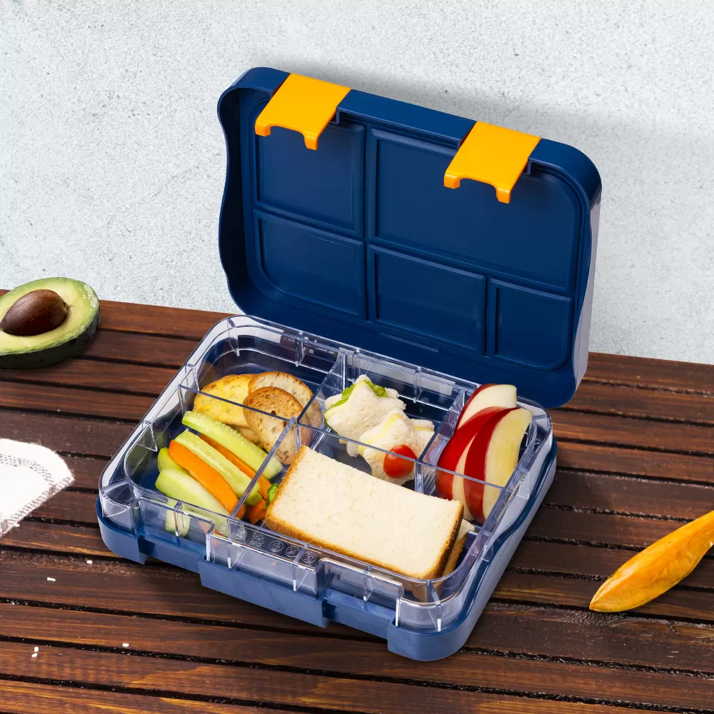 Eazy Kids 5 &amp; 4 Convertible Bento Lunch Box wt Sandwich Cutter Set-Expedition Space