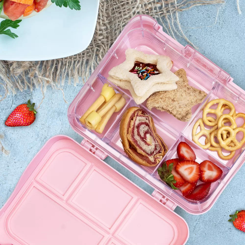 Eazy Kids 5 &amp; 4 Convertible Bento Lunch Box wt Sandwich Cutter Set-Gamer Girl