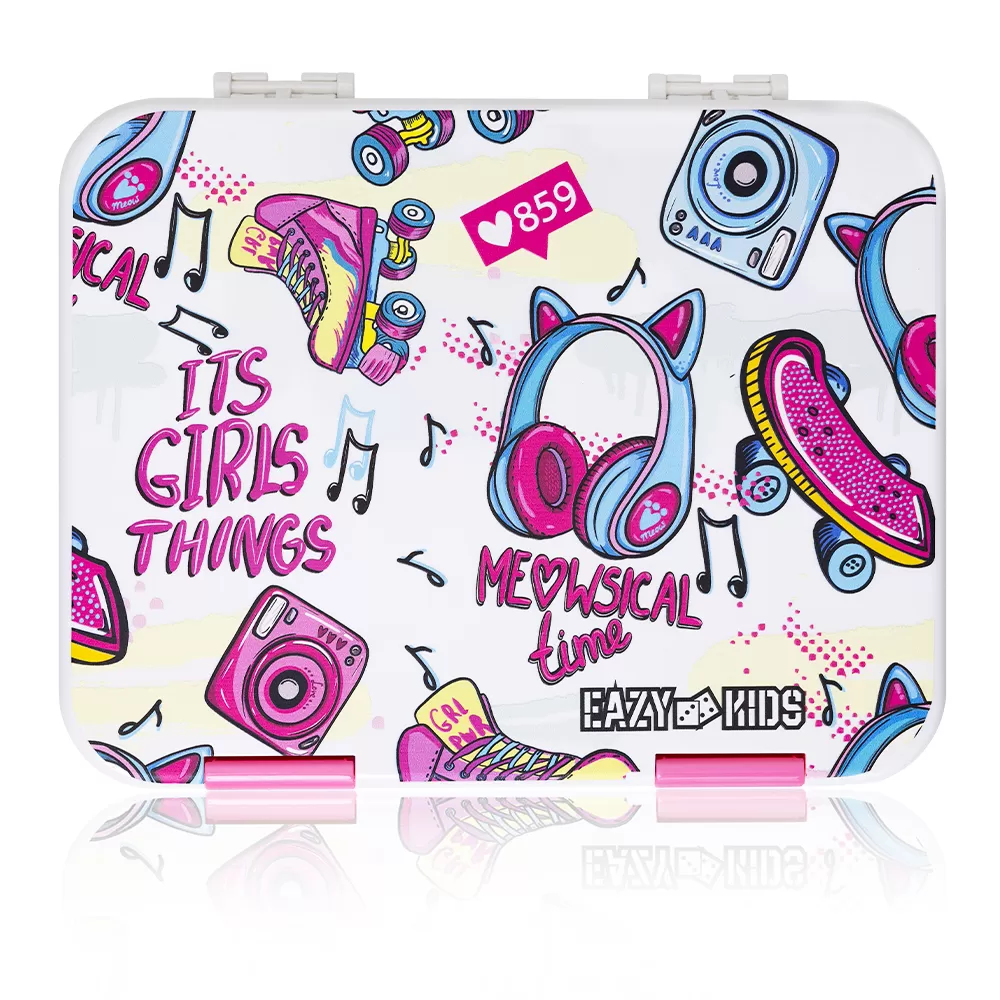 Eazy Kids 5 &amp; 4 Convertible Bento Lunch Box wt Sandwich Cutter Set-Its Girls Things