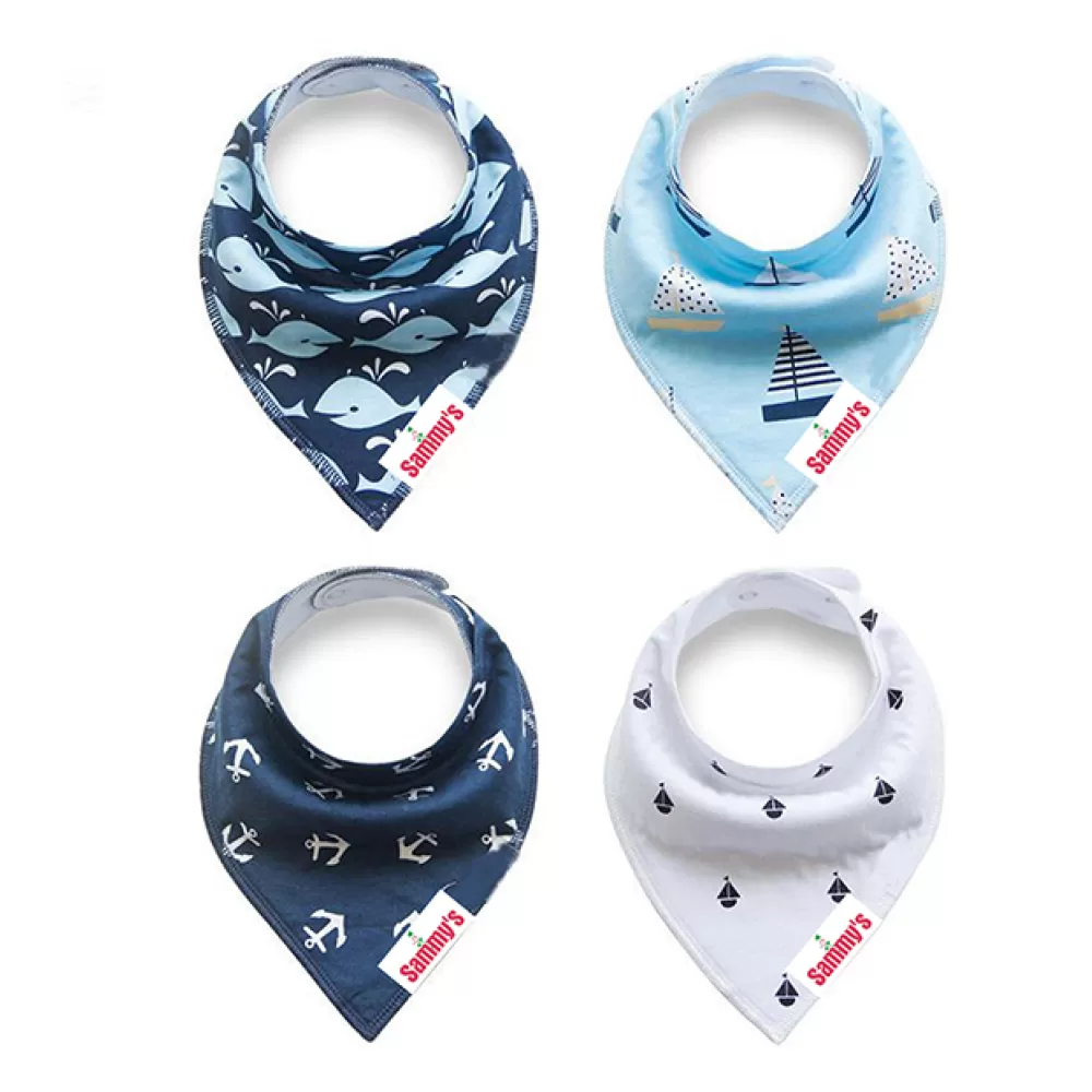 Eazy Kids Bandana Bibs Set of 4 - Anchors Ships