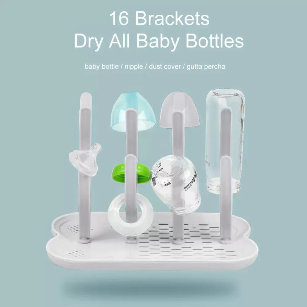 Eazy Kids Baby Bottle Drying Rack 16 peg - Grey