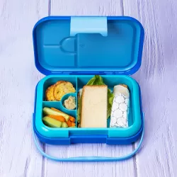 Eazy Kids 4 Compartment Bento Lunch Box - Mat Blue