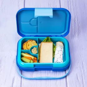 Eazy Kids 4 Compartment Bento Lunch Box - Mat Blue