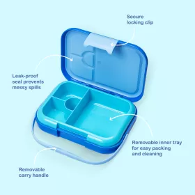 Eazy Kids 4 Compartment Bento Lunch Box - Mat Blue