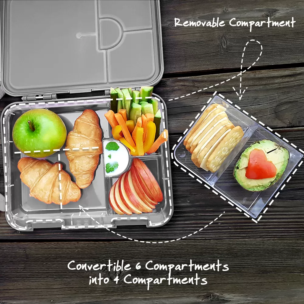 Eazy Kids Bento Boxes with Insulated Lunch Bag Combo - Grey